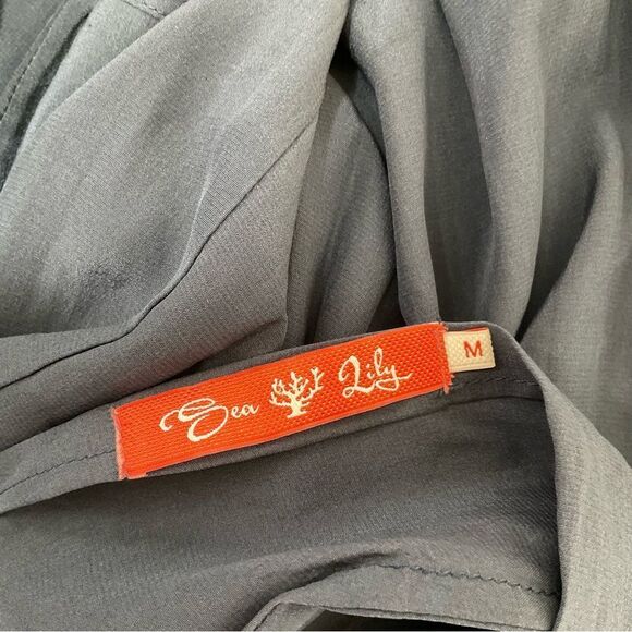 Sea Lily Miami Pia Power Black 100% Silk Wide Leg Jumpsuit Size M - Picture 8 of 13